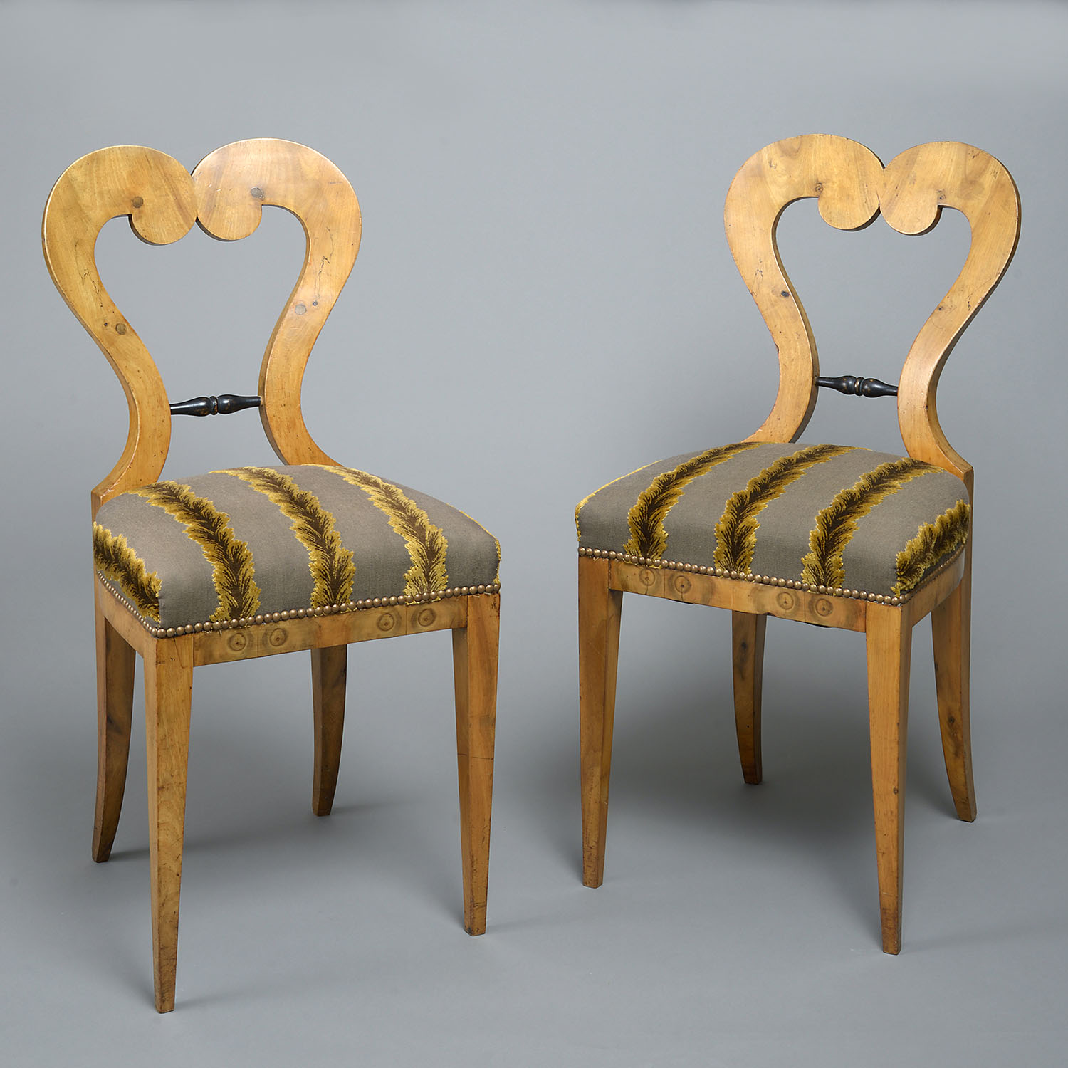 Pair of Biedermeier fruitwood chairs